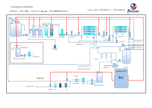 5T双级反渗透纯化水设备流程图