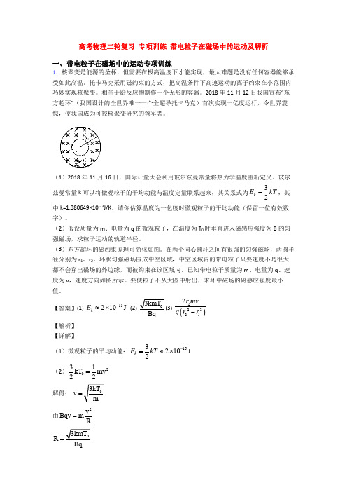 高考物理二轮复习 专项训练 带电粒子在磁场中的运动及解析