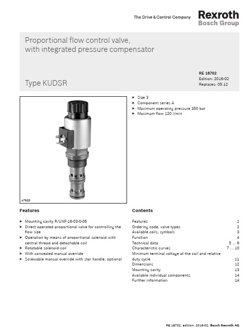 rexroth RE 18702型号比例流量控制阀说明书