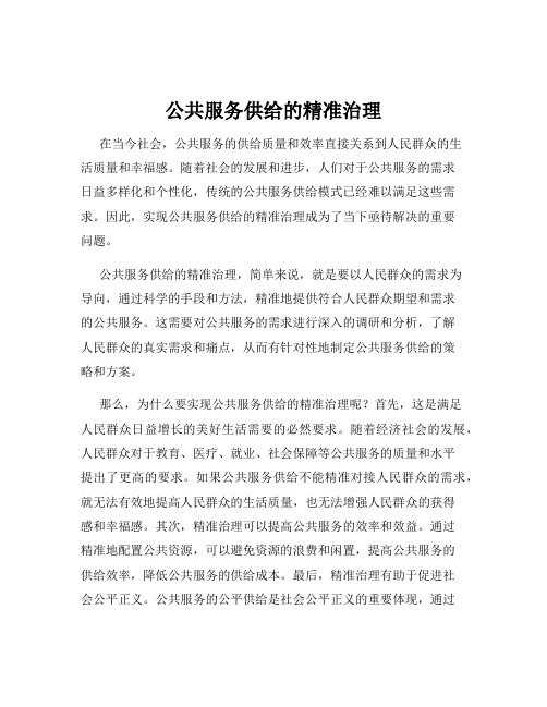 公共服务供给的精准治理