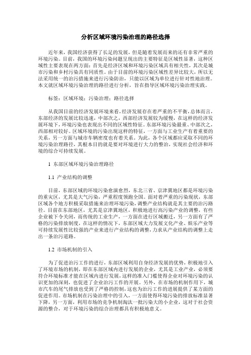 分析区域环境污染治理的路径选择