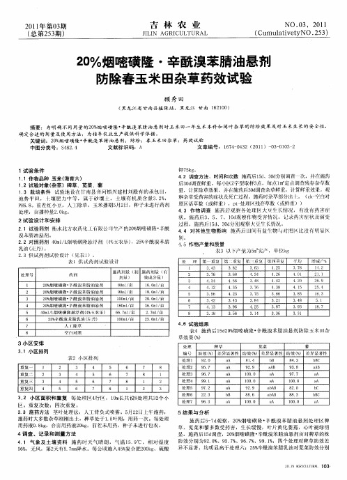 20%烟嘧磺隆·辛酰溴苯腈油悬剂防除春玉米田杂草药效试验