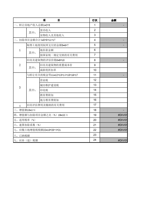 旧房转让土地增值税计算表