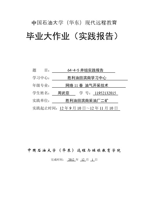 中国石油大学(华东)现代远程教育 毕业大作业(实践报告)