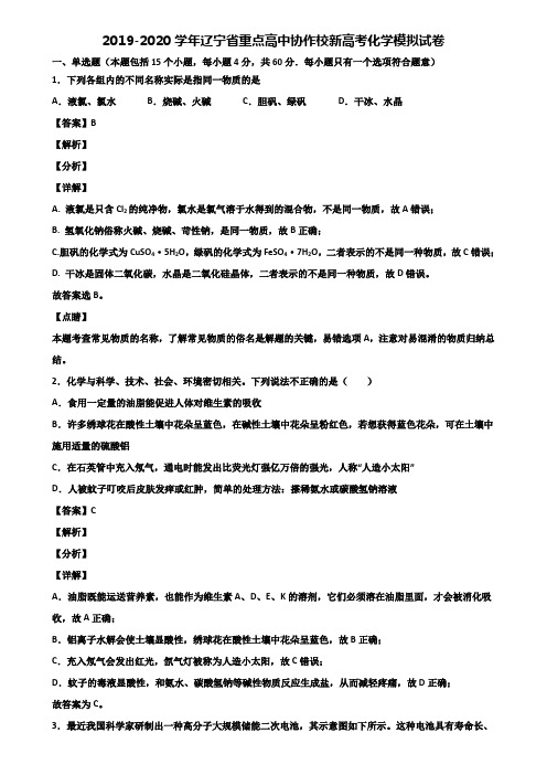 2019-2020学年辽宁省重点高中协作校新高考化学模拟试卷含解析