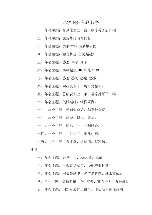 比较响亮主题名字