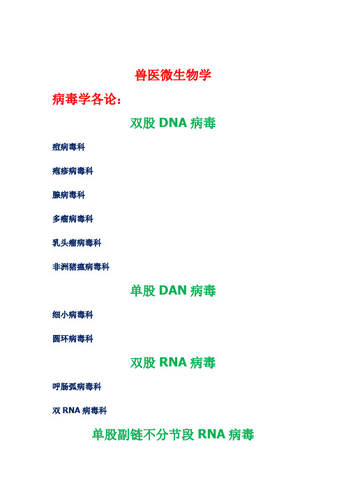 兽医微生物学分类