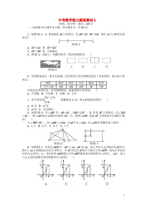 中考数学押题特训卷 能力提高测试分级演练2(1)