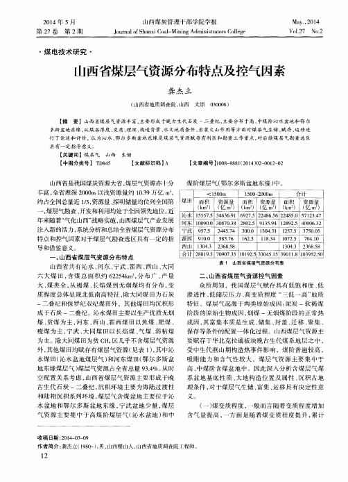 山西省煤层气资源分布特点及控气因素