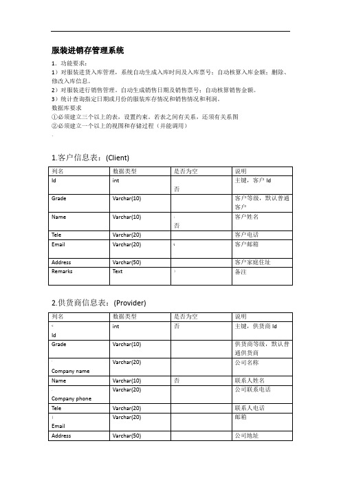 服装进销存管理系统数据库设计