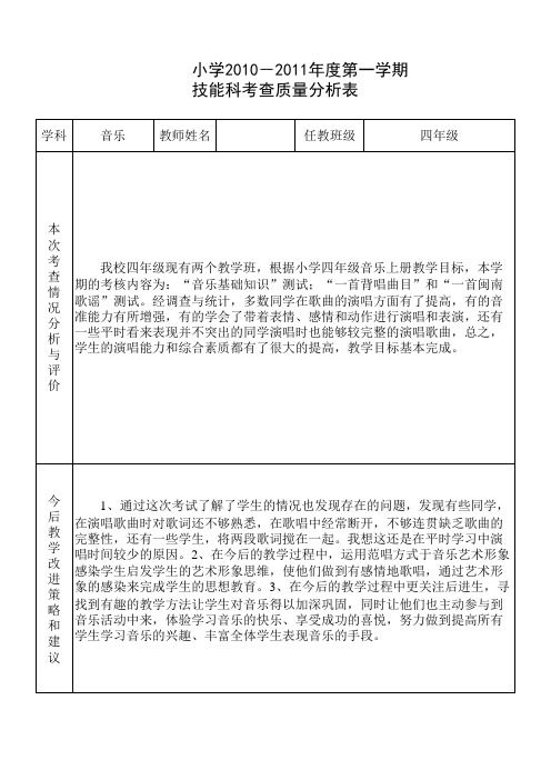 音乐技能科质量分析