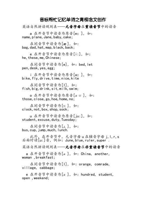 英语音标拼读规则表(超全)