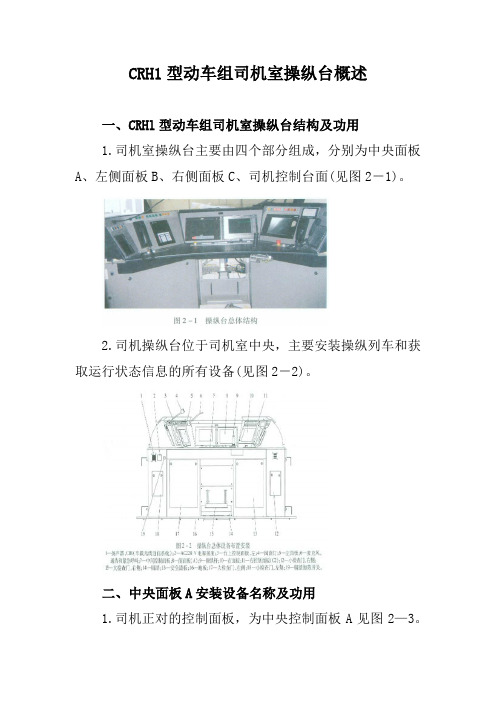 CRH1型动车组司机室操纵台概述