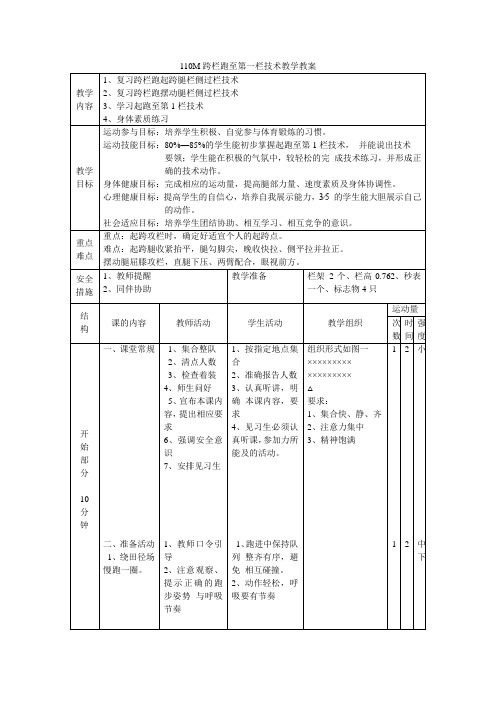 110米栏教案