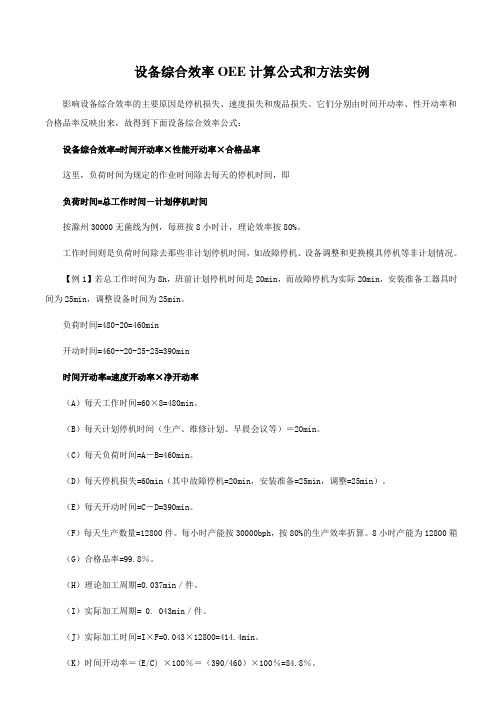 设备综合效率OEE计算公式和方法实例1