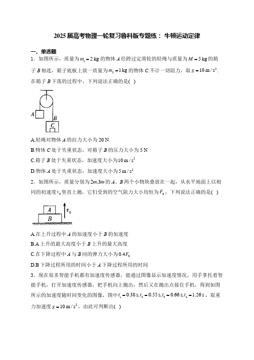 2025届高考物理一轮复习鲁科版专题练-牛顿运动定律(附答案解析)