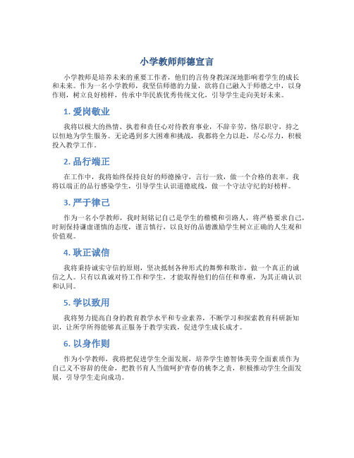 小学教师师德宣言600字(一)