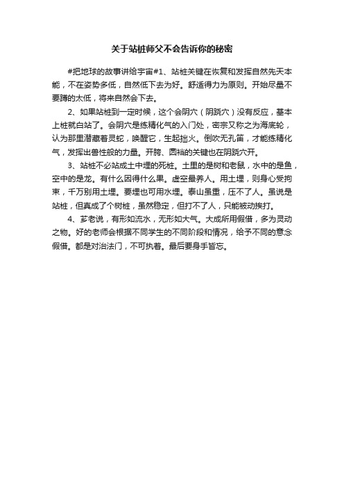 关于站桩师父不会告诉你的秘密