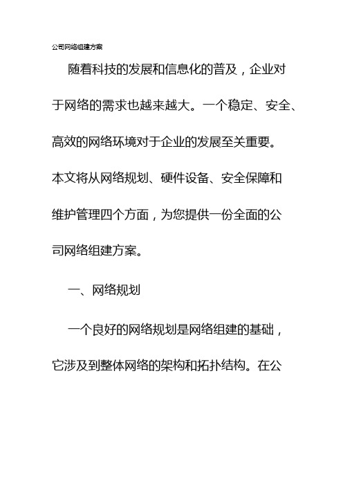 公司网络组建方案