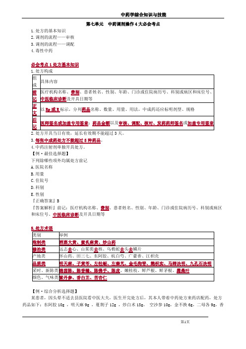 中药执业药师中药调剂操作4大必会考点