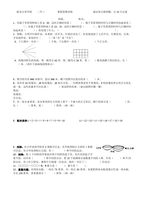 二升三数学难题20道