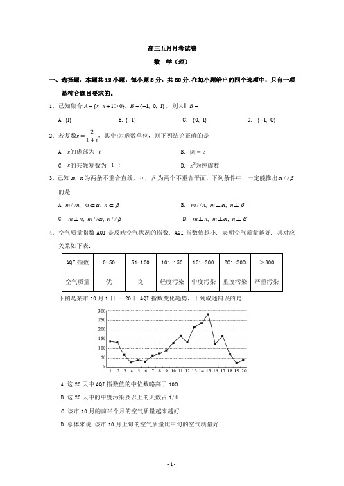 高三5月月考数学(理)试题+Word版含答案