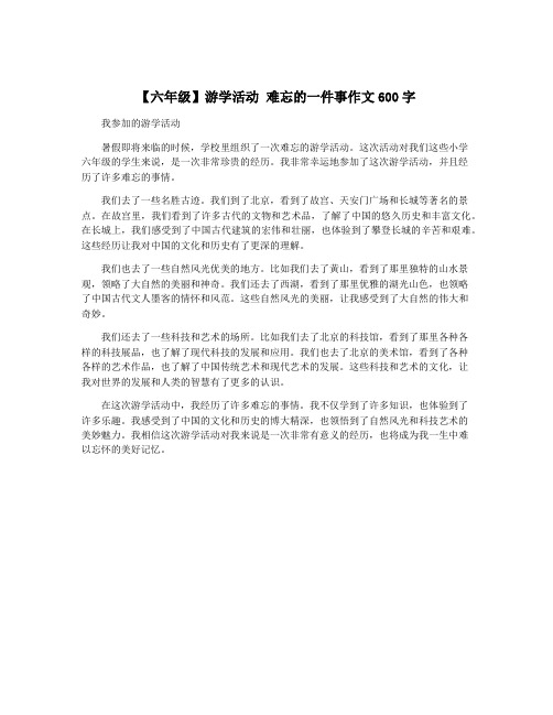 【六年级】游学活动 难忘的一件事作文600字