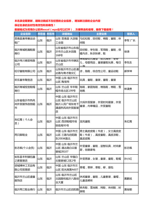 2020新版山东省临沂童鞋工商企业公司名录名单黄页大全34家