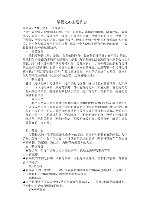 敬畏之心主题班会