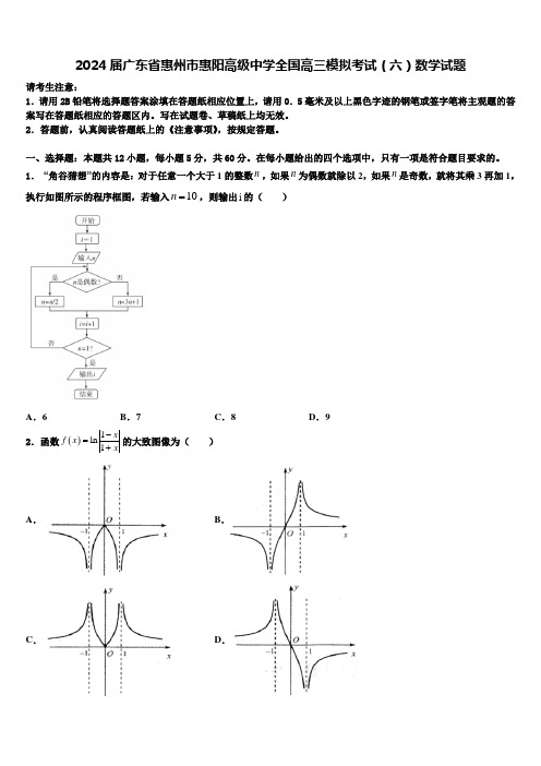 2024届广东省惠州市惠阳高级中学全国高三模拟考试(六)数学试题