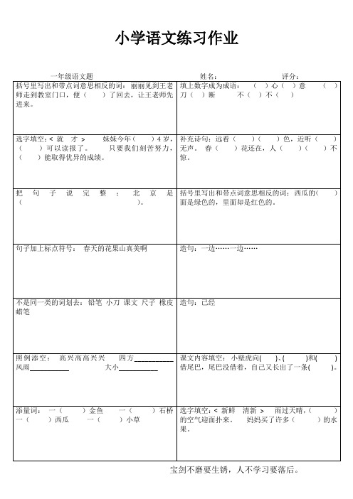 小学一年级语文每日一练III (69)