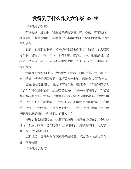 我得到了什么作文六年级500字