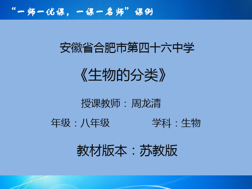 苏教版八年级上册生物：第四节 生物的分类