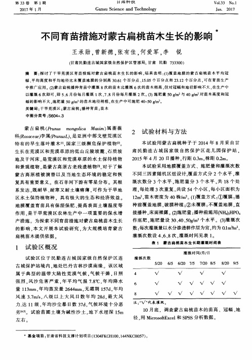 不同育苗措施对蒙古扁桃苗木生长的影响