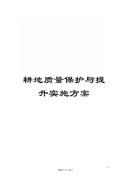 耕地质量保护与提升实施方案模板