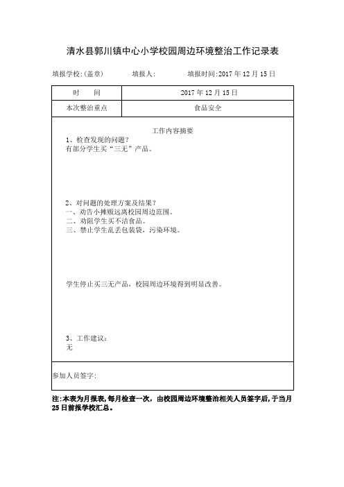 标准化建设(学校)-校园周边环境整治工作记录表