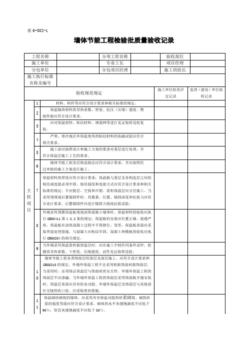 表6-002-1  墙体节能工程检验批质量验收记录