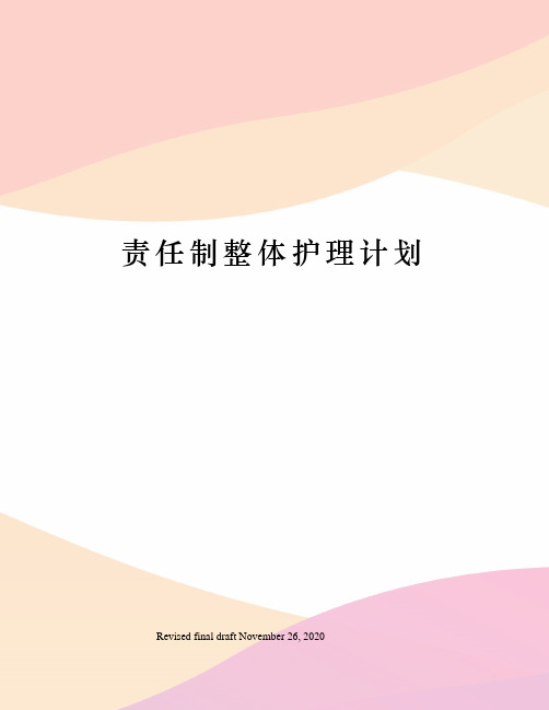 责任制整体护理计划