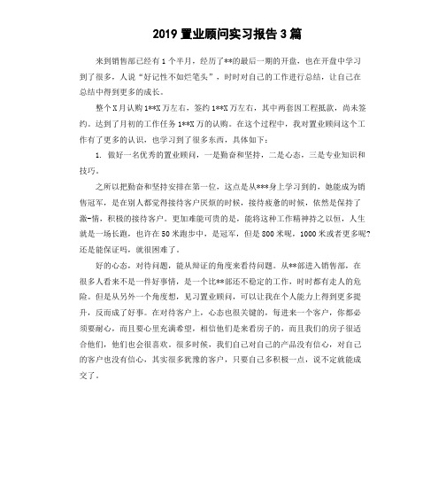 2019置业顾问实习报告3篇