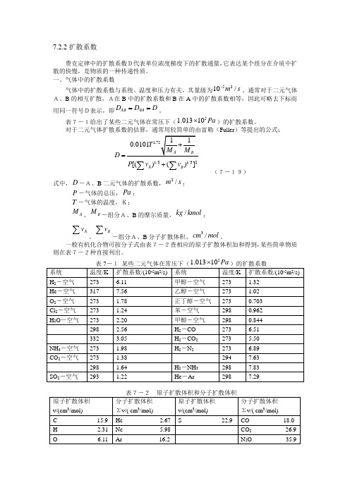 扩散系数计算