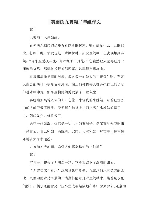 美丽的九寨沟二年级作文