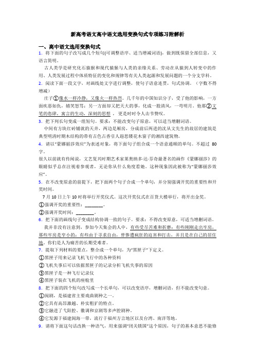 新高考语文高中语文选用变换句式专项练习附解析