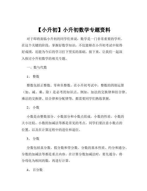 【小升初】小升初数学专题资料