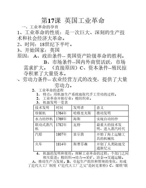 第17课  英国工业革命