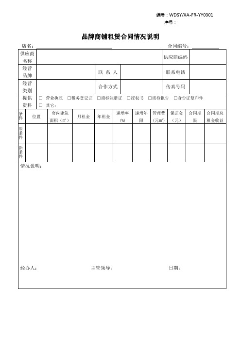 商铺租赁合同 商铺交接验收记录表 商铺退铺许可证 商户退铺验收表 地产营运模板