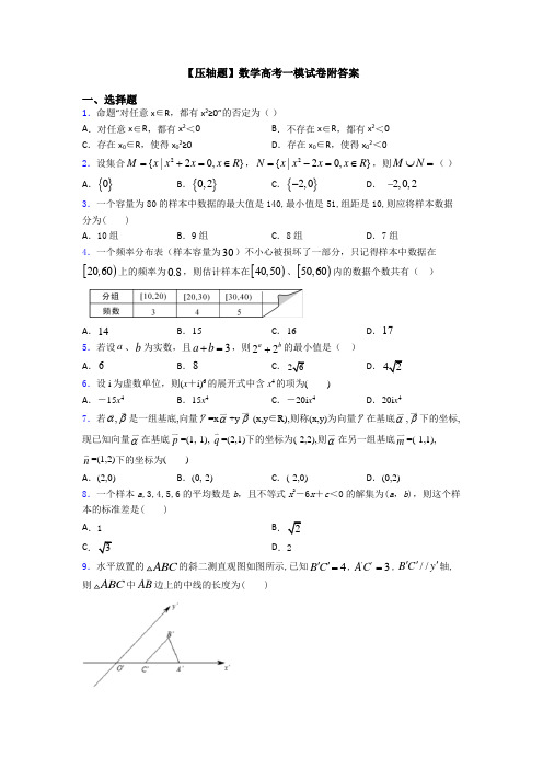 【压轴题】数学高考一模试卷附答案