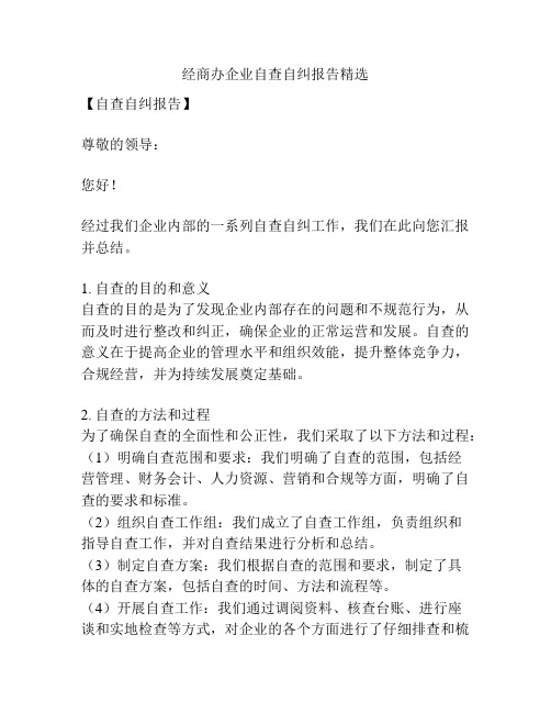 经商办企业自查自纠报告精选