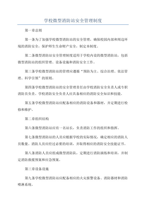 学校微型消防站安全管理制度