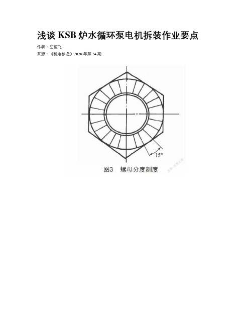 浅谈KSB炉水循环泵电机拆装作业要点