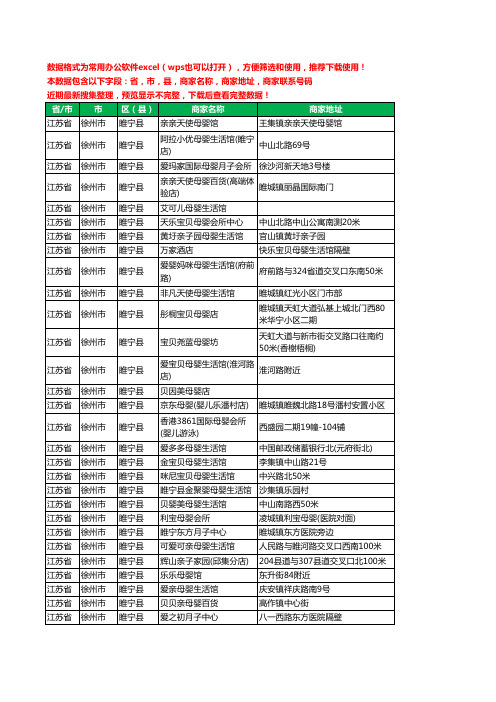 2020新版江苏省徐州市睢宁县月子服务工商企业公司商家名录名单黄页联系号码地址大全146家